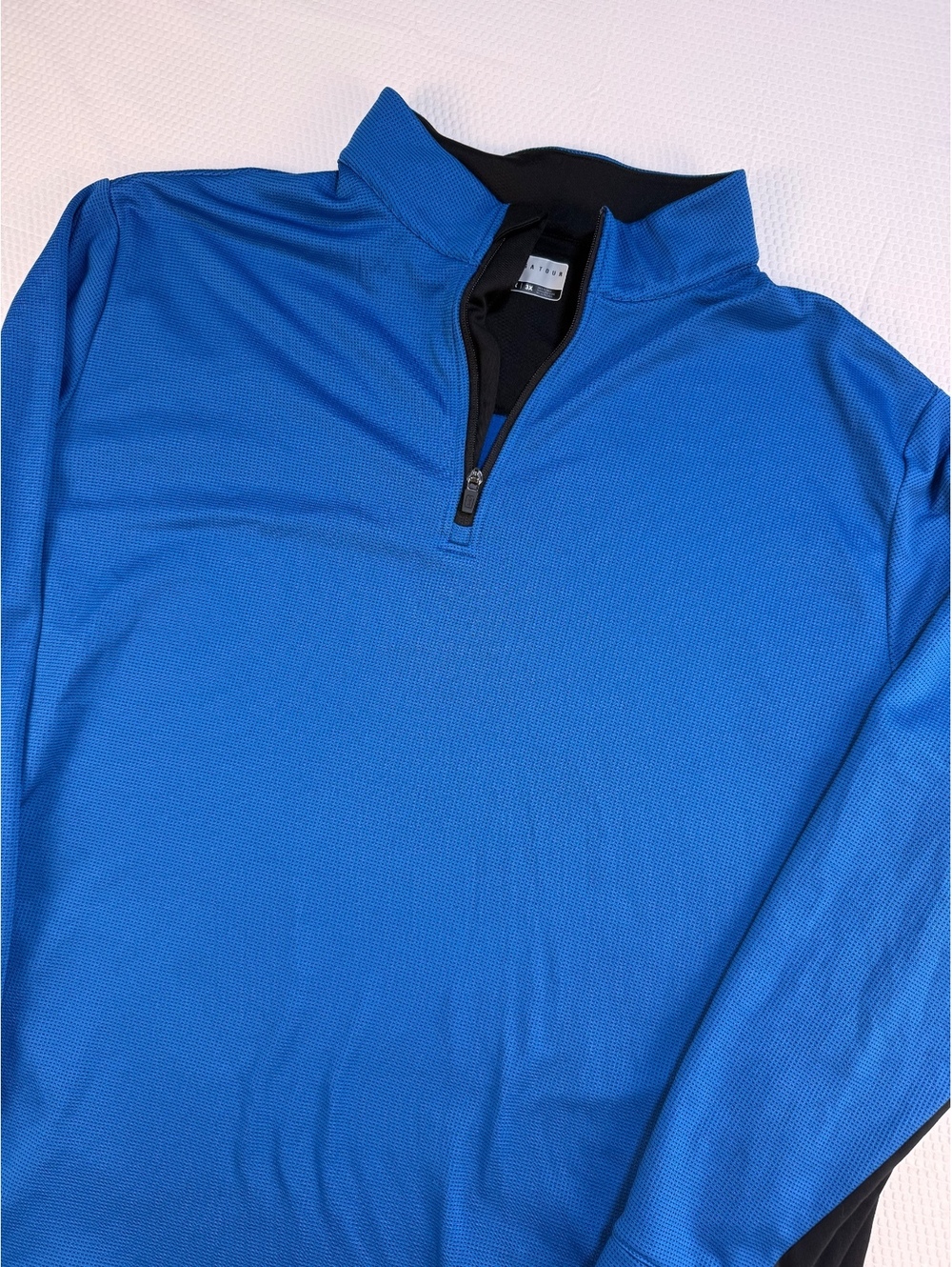 PGA Tour Mens 3XL Blue Black Quarter Zip Golf Pullover Performance Big Tall